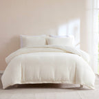 Full / Queen 3-Piece Off White Boucle Duvet Cover Set-0